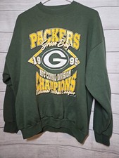 Vtg Green Bay PACKERS 1995 NFC Champions Sweatshirt-XL-Green Pullover-Logo 7