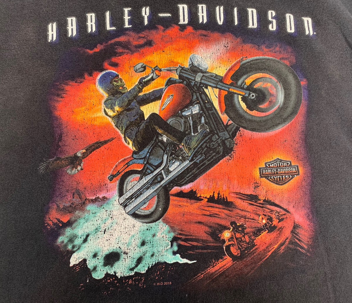 Harley Davidson Black Jack Motorcycles Black T-Shirt Mens 4XL