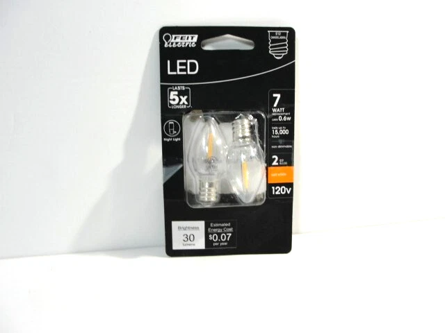 Feit Electric 7w Equivalent C7 2700K Clear LED E12 Night Light Bulb (PK of 2) - Image 4 of 4