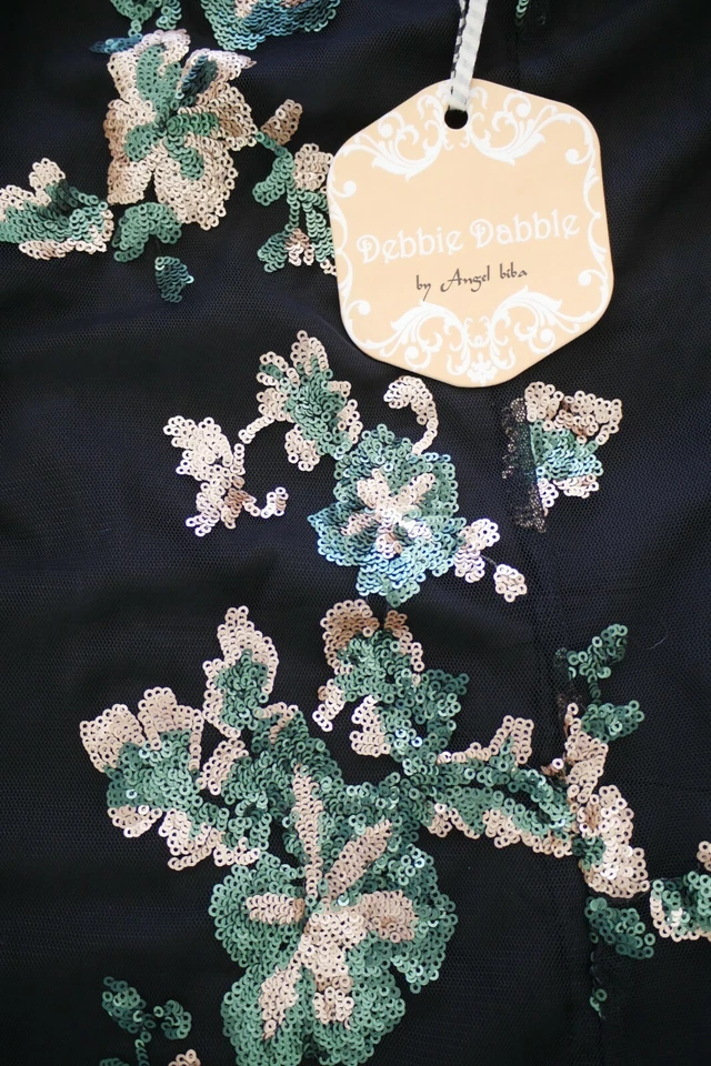 ANGEL BIBA Black Green Mini DRESS Size Aus 6 NWT Sequin Cocktail New Year's Eve - image 3 of 4