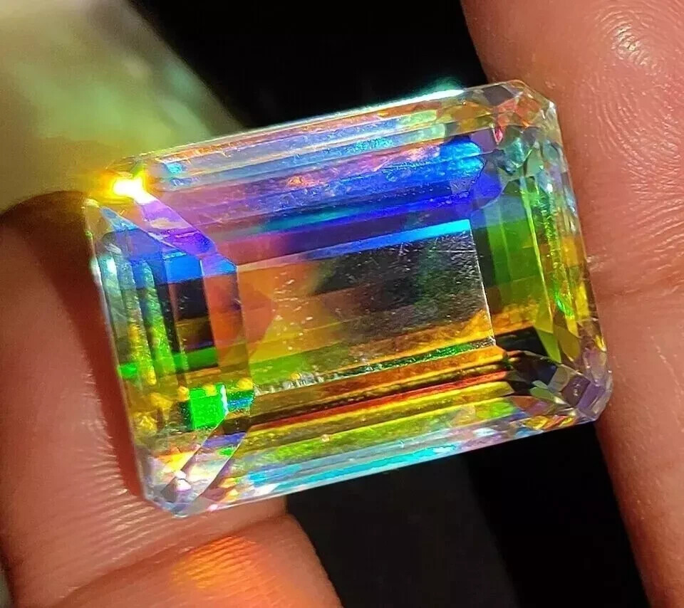 160 Ct Certified Natural Emerald Cut Rainbow Mystic Quartz Best