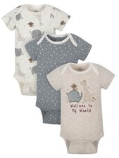 Wonder Nation Baby Unisex 3 Pack Short Sleeve Bodysuits Various Sizes Neutral