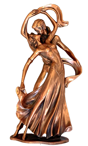 Ballroom dancers lovers Statue Sculpture Copper Colored 17.” Tall Unmarked ds17
