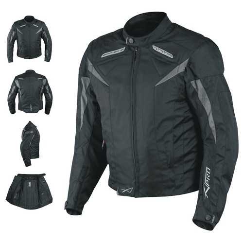 Tela chaqueta Moto CE protectores mangas desmontables chaleco térmico Negro - Imagen 1 de 9