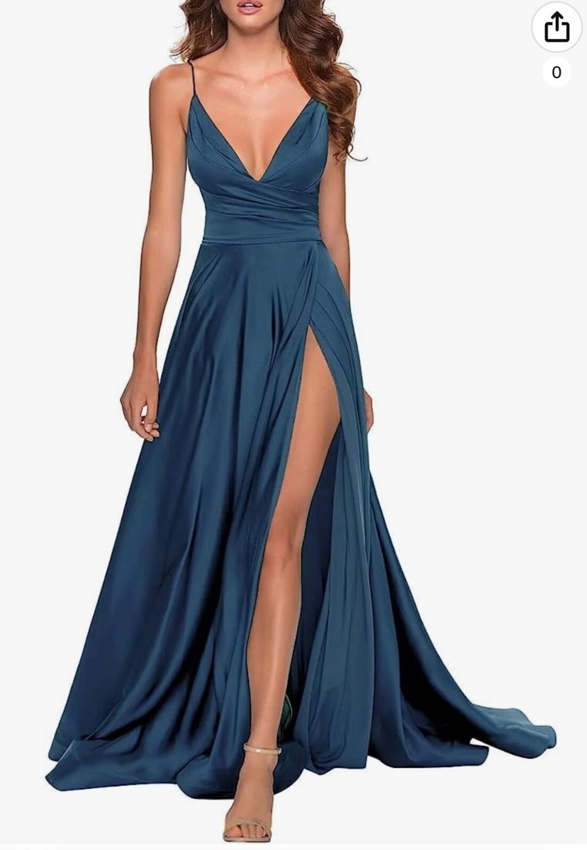 peacock satin dress Azazie Sonora
