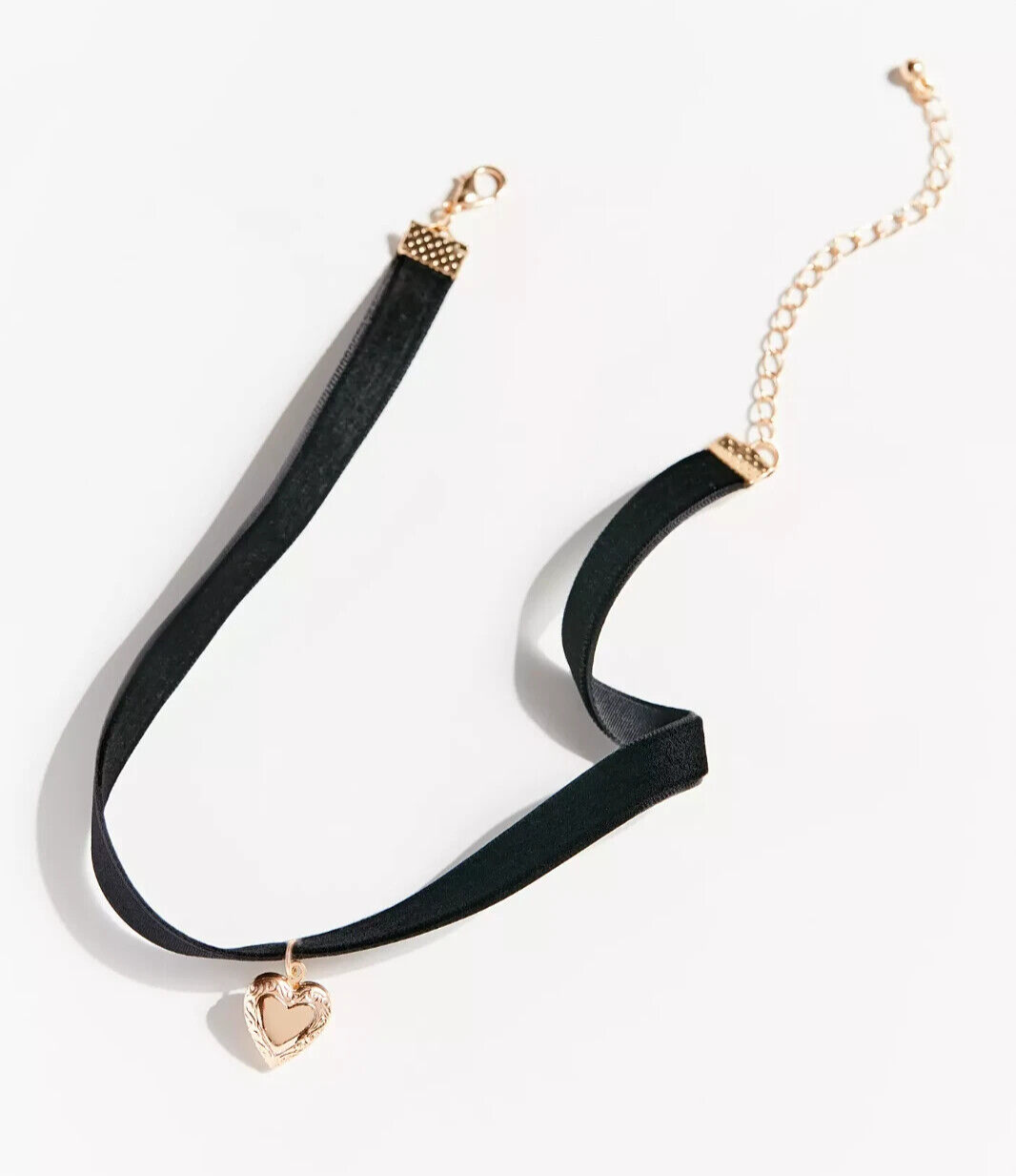 Urban Outfitters Noelle Gold Heart Locket Black Velvet Choker Necklace