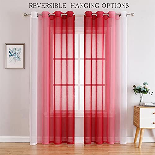 Sheer Curtains & Drapes 84 Inches Long and White Ombre 2 x W52 x L84