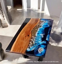Epoxy Resin River Tabletop Dining Table Handmade Wood Epoxy Table Slab