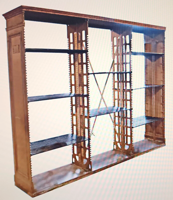 SNEAD & CO c.1910 IRON 3/BAY 8/SHELF LIBRARY BOOKSHELF 110