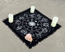 Zodiac Astrology Sun Moon Altar Cloth Tarot Witchcraft Table Cloth Cover