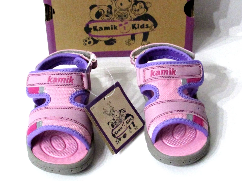 Sandalias deportivas acuáticas KAMIK rosa/púrpura con correas ajustables para niñas pequeñas talla 9 Foto 2 de 4