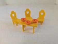 VTG Hadley Dollhouse Miniature Yellow Orange Tiny Chairs Table Bowls Smalls