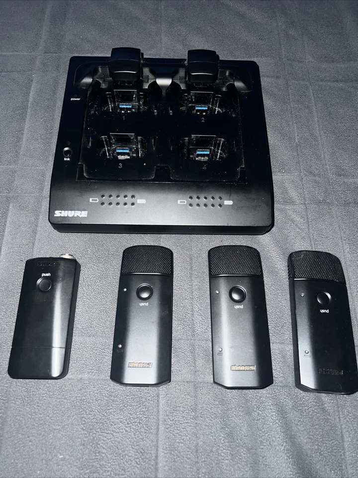 Shure MXW6/C Z10 Boundary Transmitters w/ MXWNCS4 Battery Charger Dock *WORKS* - Image 2 of 4