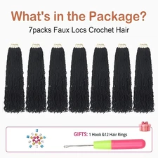 7-Pack - 32-Inch FAUX SOFT LOCS Crochet Pre-Looped GODDESS HAIR EXTENSIONS +Gift