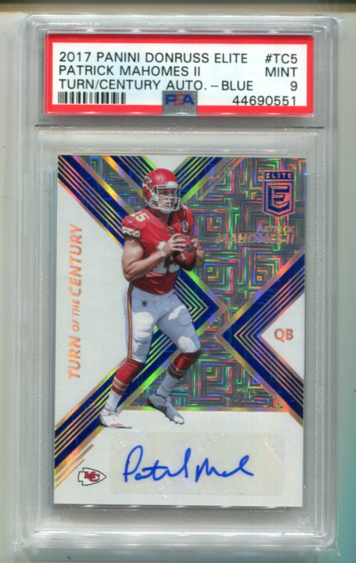 Patrick Mahomes Panini Donruss Elite Turn of the Century Autographs #TC5 Blue