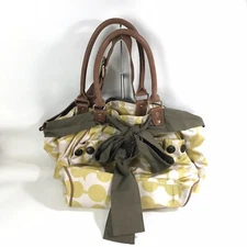 Anthropologie Deux Lux Floral Linen Handbag Hobo Purse Tote Citron Large