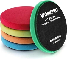 WORKPRO 7.5 Inch Buffing Sponge Pads 5Pcs 7.5 Inch Face for 7 Inch Backing Plat