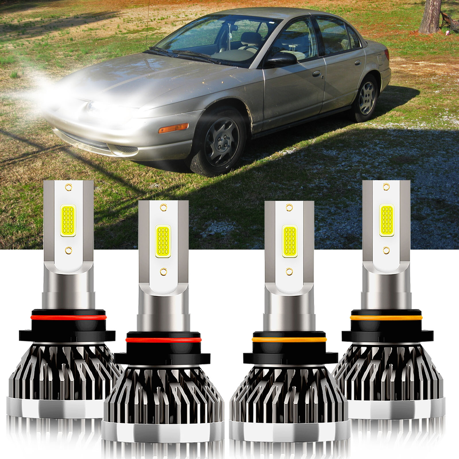 For Saturn LS 2000 LED Headlight High/Low Beam Bulbs 9005 9006 Combo Cool White