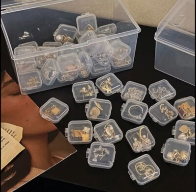 Mini durchsichtige Schmuckschatulle klein 10-100 Stck. Ohrstöpsel Aufbewahrungsbox Behälter UK