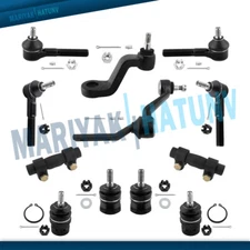 12 Front Ball Joint Tie Rods Pitman Idler Arm Kit For 1991-1996 Dodge Dakota 4WD