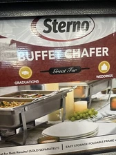 Sterno Buffet Kit - 8 Piece Foldable Chafing Dish Set with Catering Food Warmers
