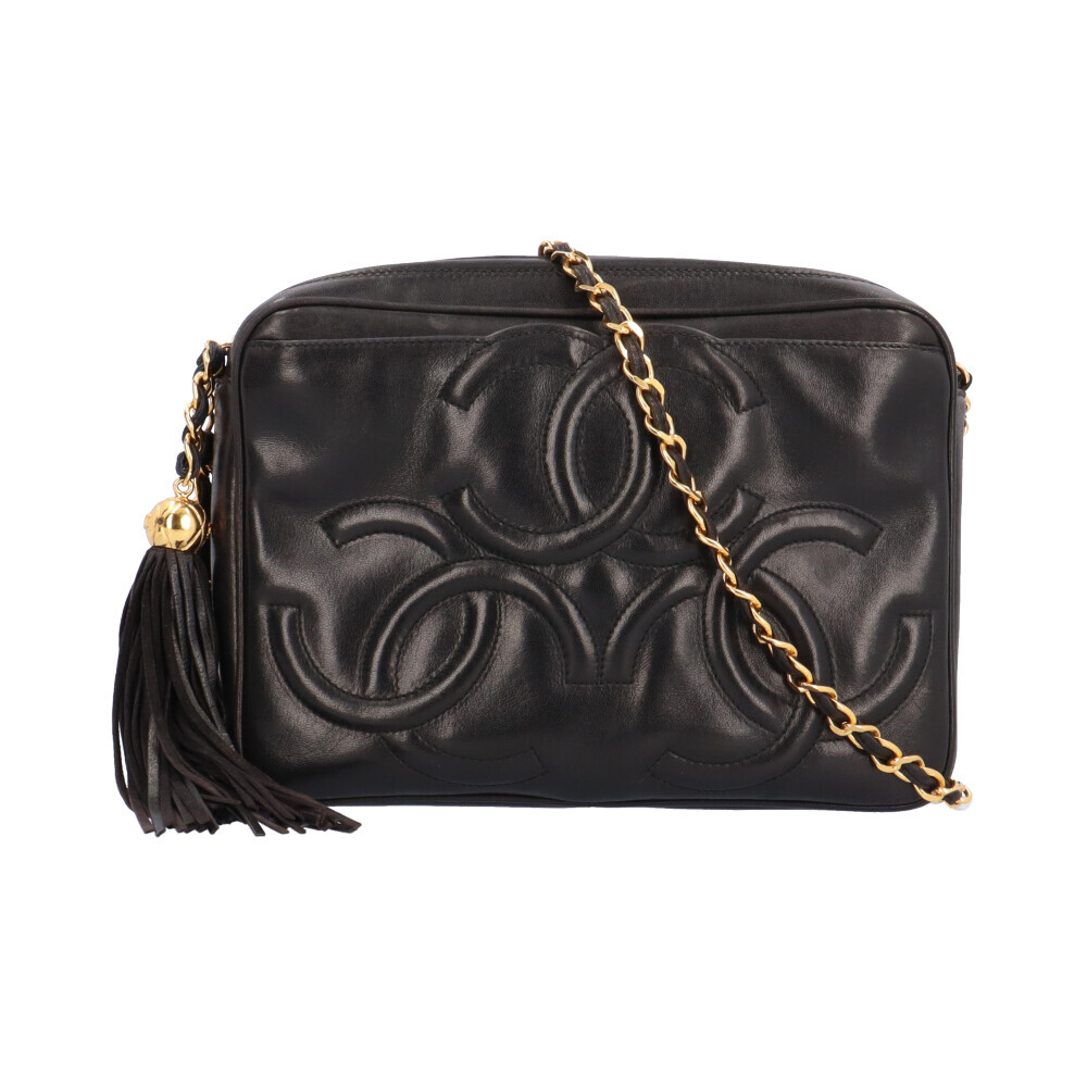 Chanel Lambskin Chain Shoulder Bag with COCO Mark Fringe Triple Stitch-image