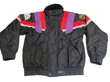 Vintage Snowmobile Ski Jacket M 80s 90s Colorblock Embroidered Patch Retro Maine