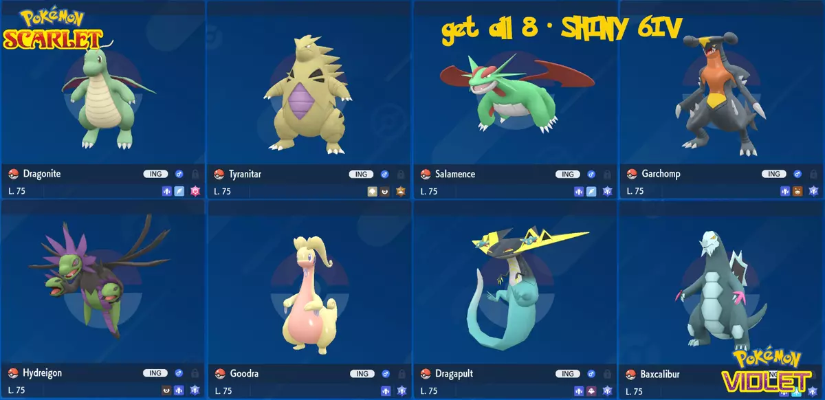 Pokémon Scarlet & Violet ✨ SHINY ALL 8 LEGENDARY DRAGONS 6IV