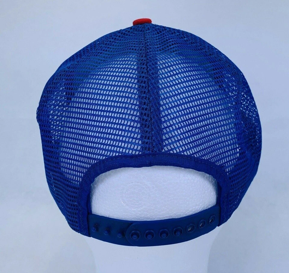 Gorra de béisbol vintage de camionero con cierre a presión de los Texas Rangers azul roja MLB de colección Foto 3 de 4