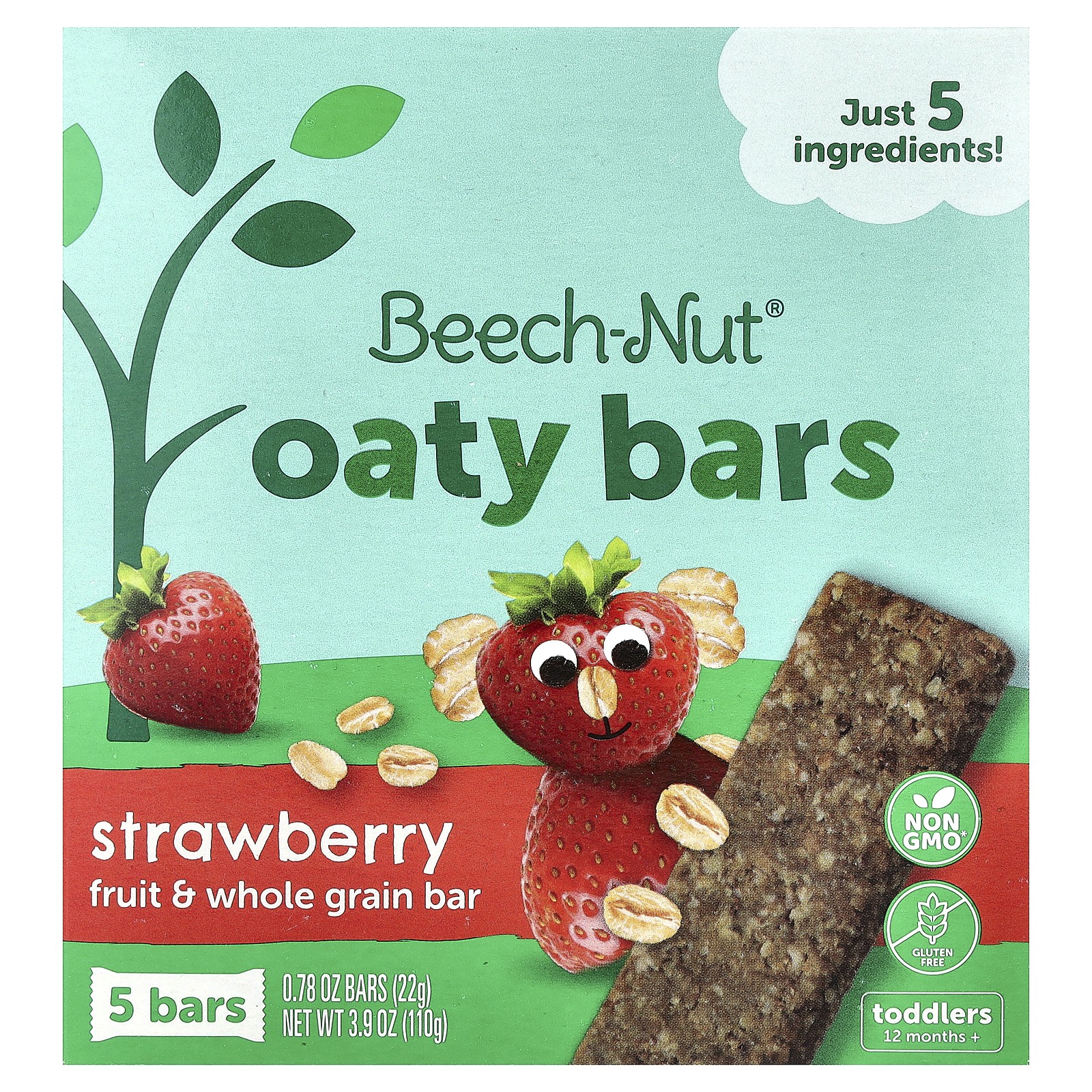 Овсяные батончики от 12 месяцев Клубничный 5 батончиков по 078 унции 22 г каждый 2090₽