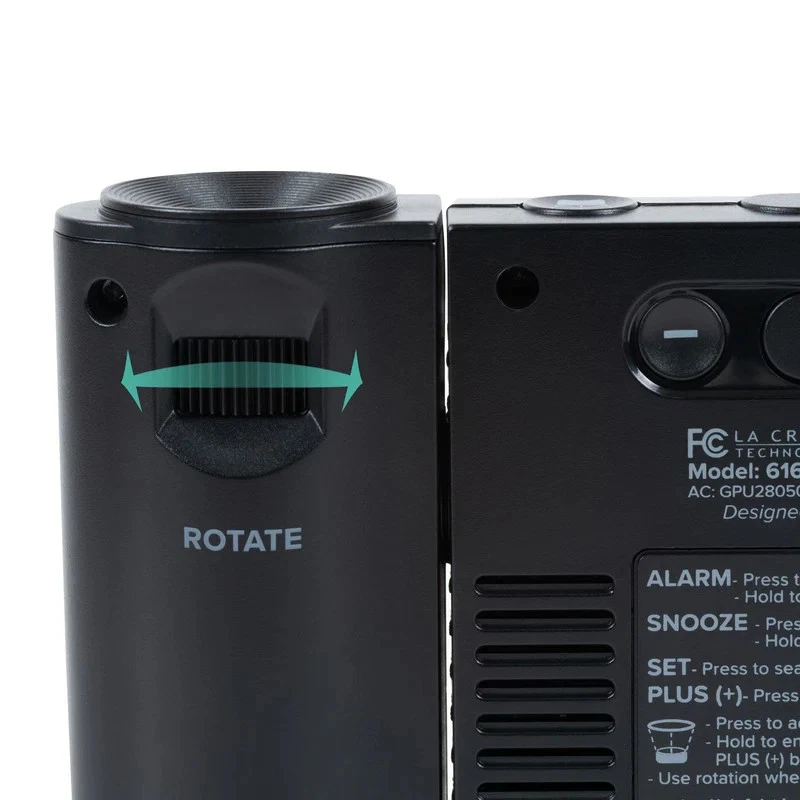 La Crosse Black Atomic Projection Alarm Clock with Temp, - Image 3 of 4