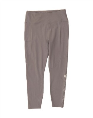 Reebok Damen Grafik Leggings UK 14 Large grau Polyester CT06