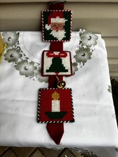 Yarn Art Plastic Square Canvas Needlepoint Wall Hanging Decor Santa Bell Candle