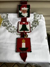 Yarn Art Plastic Square Canvas Needlepoint Wall Hanging Decor Santa Bell Candle