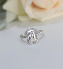 Emerald Cut 2.00Ct 14k White Gold Lab Grown Diamond/CVD Women's Wedding Rings