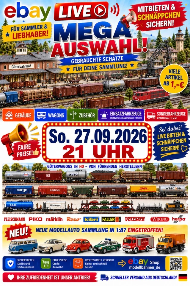 Gebrauchte H0 Modelleisenbahnen, H0 Wagons, Zubehör N/H0, Modellautos 1:87
