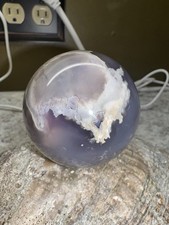STUNNING Black Flower Agate Sphere - 7.6 Oz - RARE!