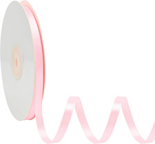 Double Face Pink Satin Ribbon 1/4 Inch X 50 Yards Polyester Pink Ribbons for Gif
