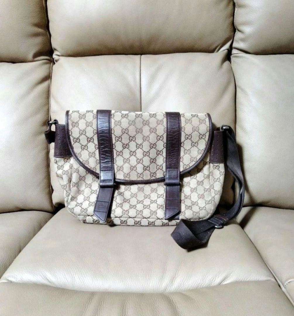 Sac bandoulière GUCCI toile cuir #PG2L48
