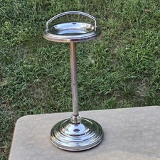 Vintage Floor Standing Ashtray Art Deco Chrome Lucite Mid Century Modern 26" 
