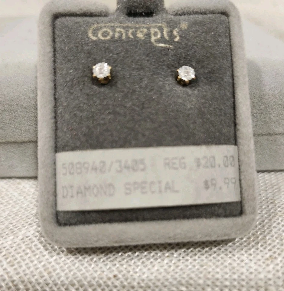 Aretes Concepts de diamantes genuinos de acero inoxidable de 0,01 TW - Comunión Foto 2 de 4