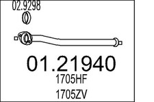 MTS Abgasrohr 01.21940 Mittelschalldämpfer für PEUGEOT 206 2A Van CC 2D LPG 16V