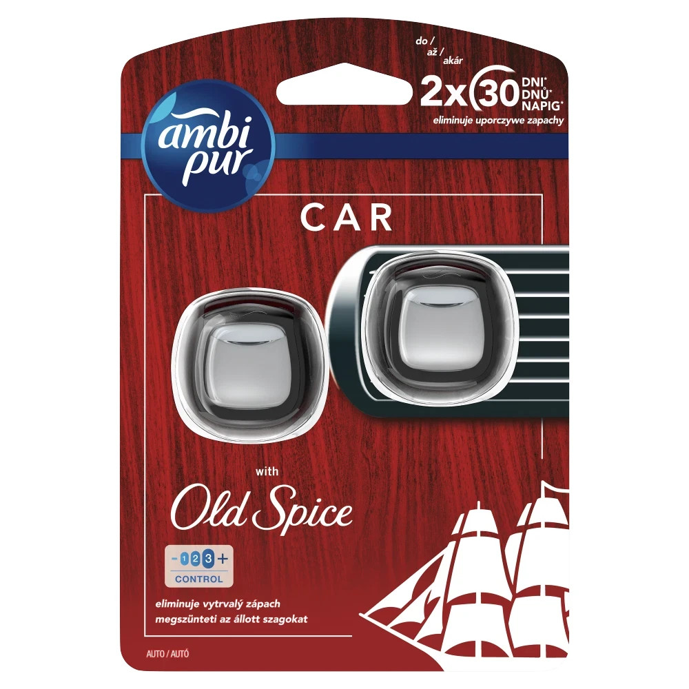 1 x TWIN PACK AMBI PUR WITH OLD SPICE FRAGRANCE CLIP ON CAR AIR FRESHENER