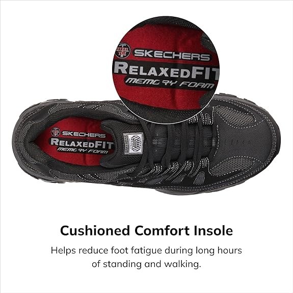 Skechers Work Steel Toe Shoes Men\'s Size 9 Memory Foam Cankton 77055 Black Gray s-l400.jpg main image 3