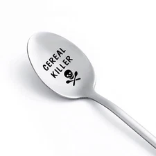 Cereal Killer Spoon Gift Funny Engraved Stainless Steel Spoon for Cereal Lovers