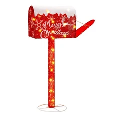 34" Santa Mailbox Christmas Mailbox Letters to Santa Mail Box Decorative Stan...