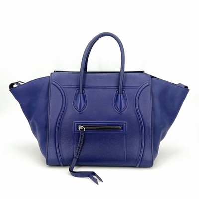 CELINE Phantom Luggage Medium Electric Blue Grained Calfskin Tote US Ship