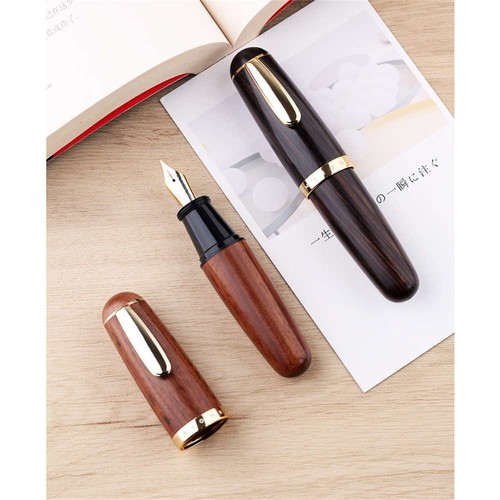New Majohn Eyedropper Fountain Pen Q1 Mini EF/0.38 F/0.5mm Solid Wood Pocket #B9 - Picture 4 of 12