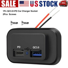 12-24v 4.8a Dual Usb Pd Qc3.0 Car Boat Rv Charger Socket Led Power Outlet Lot