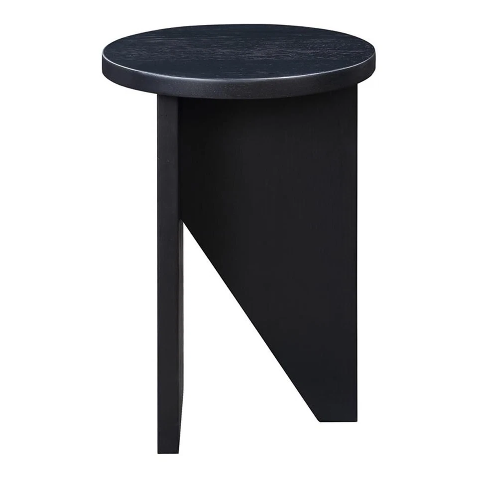 Mesa redonda Moe's Home Collection Grace de 14" de madera maciza de roble en negro Foto 3 de 4
